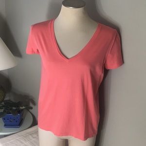 J Crew CORAL TEE  small V Neck